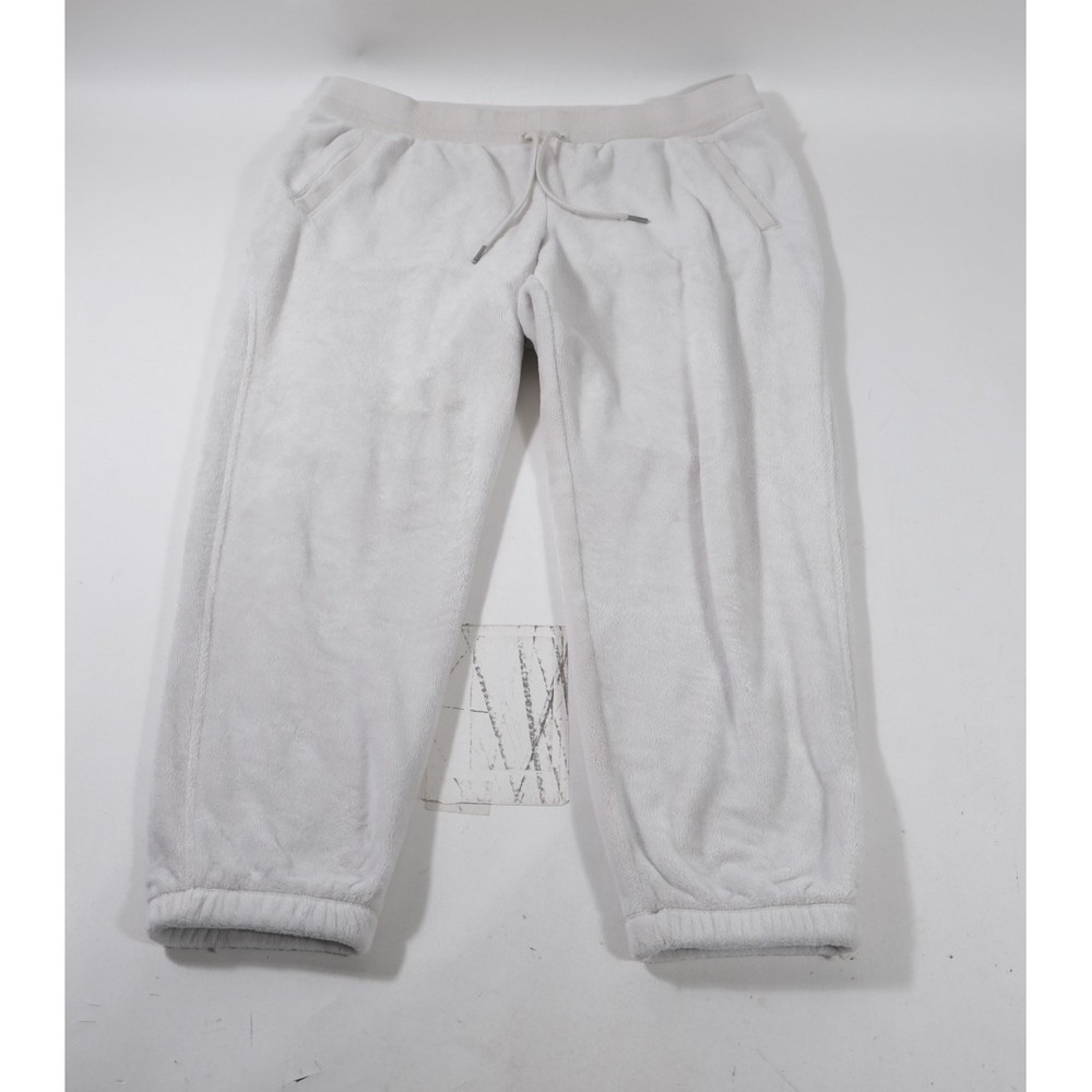 Athleta Joggers Women XL White Plush Fleece Lounge Pants Drawstring